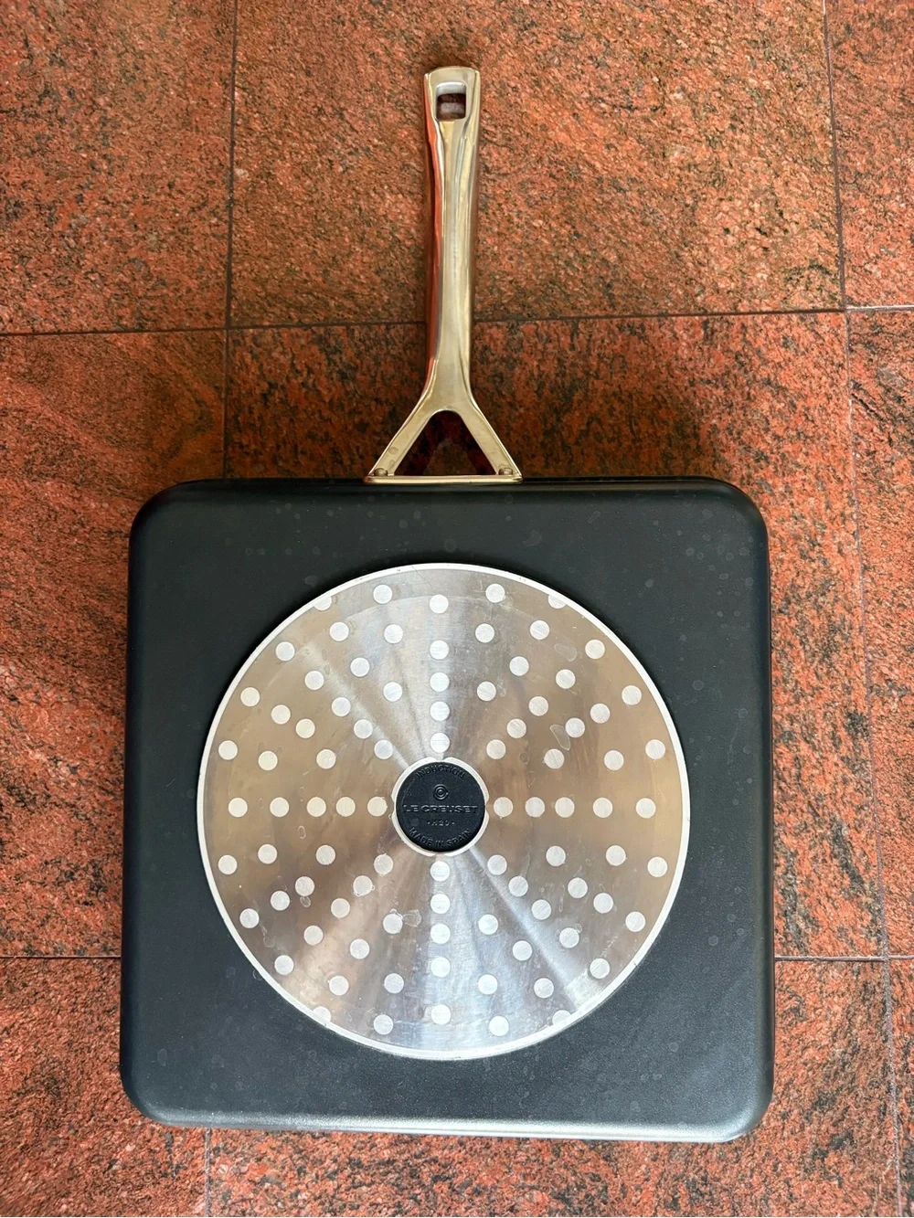 Le Creuset Black Square Grill Pan with Stainless Handle